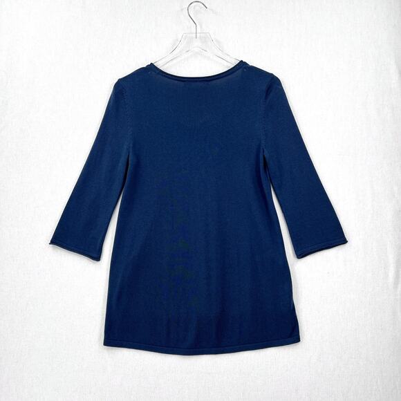 PERUVIAN CONNECTION 2 Piece Skirt Set Small Blue Lauren 3/4 Sleeve Knit Pima - Picture 4 of 16